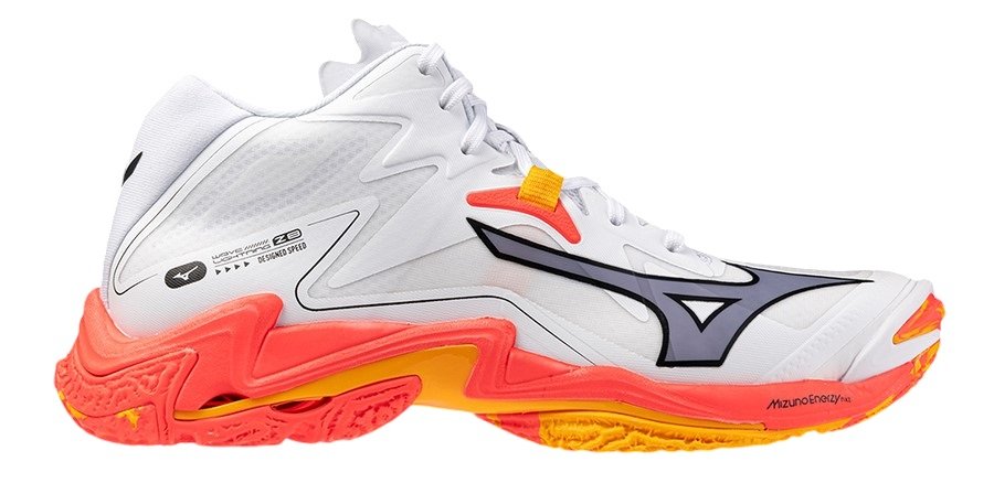 Mizuno Кроссовки Mizuno Wave Lightning Z8 Mid White/Fiery Coral 2/Citrus