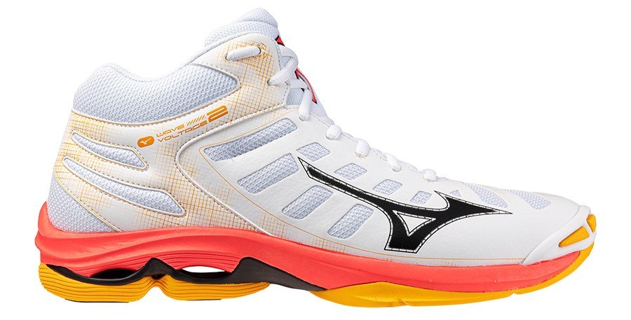 Mizuno Кроссовки Mizuno Wave Voltage 2 Mid White/Fiery Coral 2/Citrus